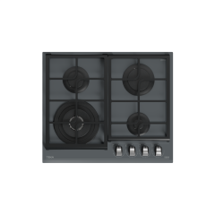 Teka 60 Cm Kristal Cam Gazlı Ocak, 4 Pişirme Gözü (1 Wok Gözü), Döküm Izgaralar, ExactFlame, Otomatik Ateşleme Ve Gaz Kesme, Stone Grey, GZC 64320 XBC ST