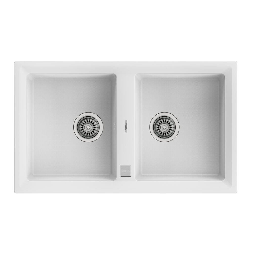 Teka Çift Hazneli Tegranite Eviye, 90 Cm, Damlalıksız, Otomatik Kumandalı, Beyaz Renk, Stone 90 B-TG