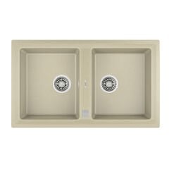 Teka Çift Hazneli Tegranite Eviye, 90 Cm, Damlalıksız, Otomatik Kumandalı, Topasbeige Renk, Stone 90 B-TG
