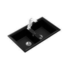 Teka Çift Hazneli Tegranite Eviye, 90 Cm, Damlalıksız, Otomatik Kumandalı, Karbon Renk, Stone 90 B-TG