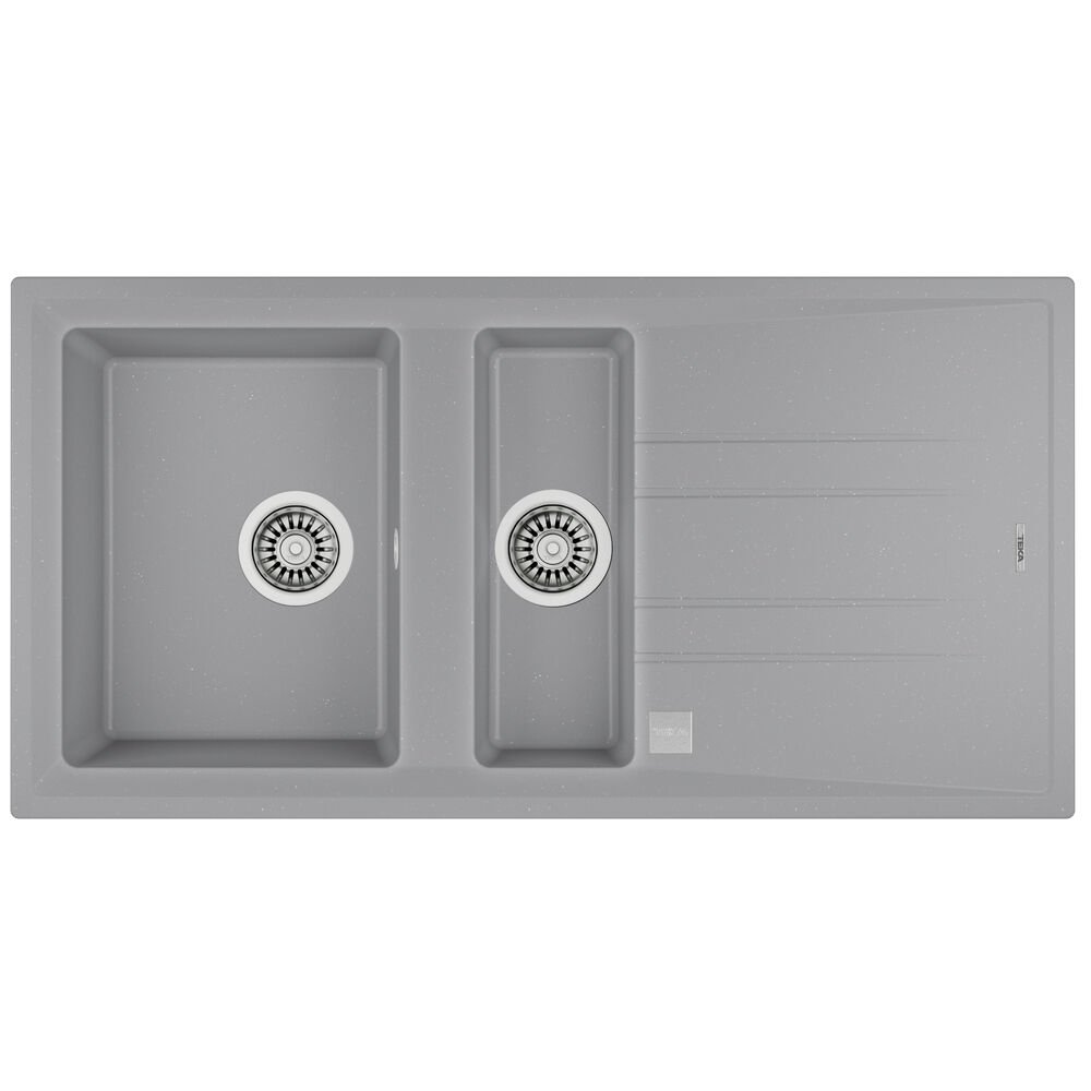 Teka 1,5 Gözlü Tegranite Eviye, Sağ - Sol Damlalıklı, 60 Cm, Darbe Ve Isıya Dayanıklı Yüzey, Metalik Gri Renk, Stone 60 B-TG
