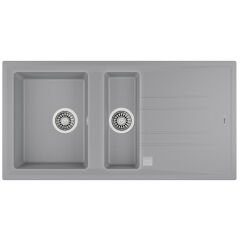 Teka 1,5 Gözlü Tegranite Eviye, Sağ - Sol Damlalıklı, 60 Cm, Darbe Ve Isıya Dayanıklı Yüzey, Metalik Gri Renk, Stone 60 B-TG
