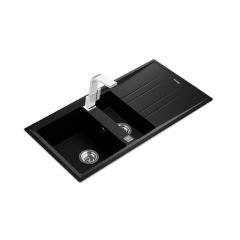 Teka 1,5 Gözlü Tegranite Eviye, Sağ - Sol Damlalıklı, 60 Cm, Darbe Ve Isıya Dayanıklı Yüzey, Metalik Siyah Renk, Stone 60 B-TG