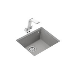 Teka Tek Gözlü Eviye, 50 Cm, Darbe Ve Isıya Dayanıklı Yüzey, Damlalıksız, Tezgah Altı, Stone Grey Renk, Square 50.40 TG