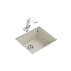 Teka Tek Gözlü Eviye, 50 Cm, Darbe Ve Isıya Dayanıklı Yüzey, Damlalıksız, Tezgah Altı, Parlak Krem Renk, Square 50.40 TG
