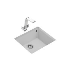 Teka Tek Gözlü Eviye, 50 Cm, Darbe Ve Isıya Dayanıklı Yüzey, Damlalıksız, Tezgah Altı, Beyaz Renk, Square 50.40 TG