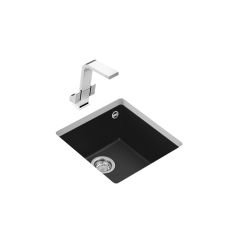 Teka Tek Gözlü Eviye, Damlalıksız, Tezgah Altı, 50 cm, Darbe Ve Isıya Dayanıklı Yüzey, Siyah Renk, Square 40.40 TG