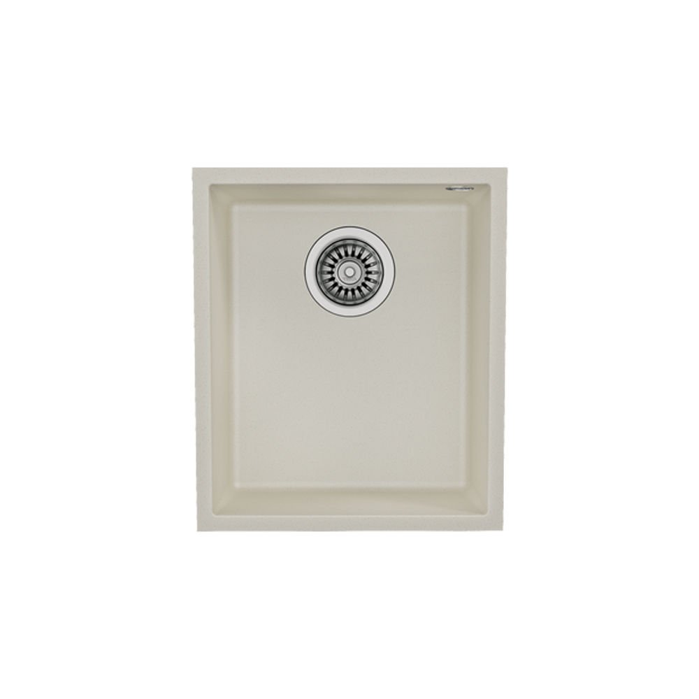 Teka Tek Gözlü Eviye, Damlalıksız, Tezgah Altı, 45 Cm, Isı Ve Darbeye Dayanıklı Yüzey, Parlak Krem Renk, Square 34.40 TG