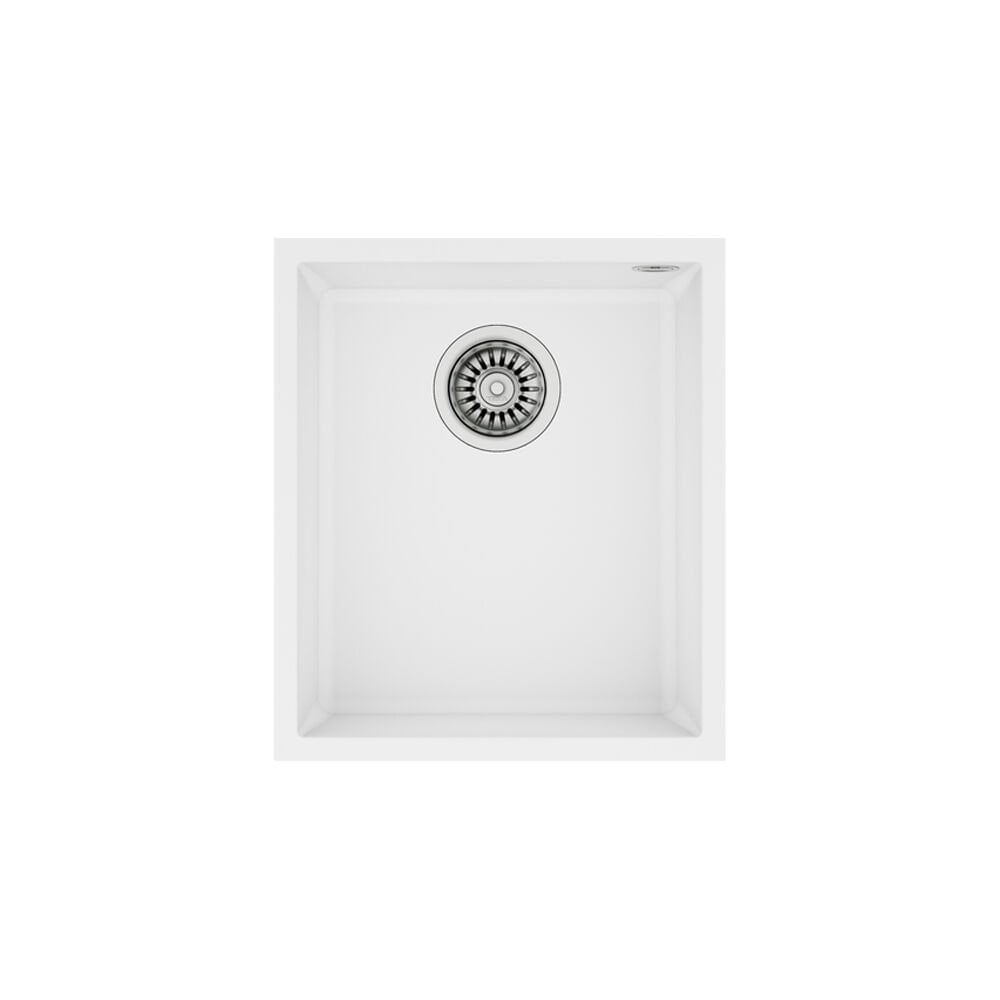Teka Tek Gözlü Eviye, Damlalıksız, Tezgah Altı, 45 Cm, Isı Ve Darbeye Dayanıklı Yüzey, Beyaz Renk, Square 34.40 TG