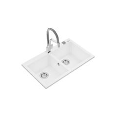 Teka Çift Gözlü Eviye, Tezgah Üstü, Damlalıksız, Darbe Ve Isıya Dayanıklı Yüzey, 80 Cm, Beyaz Renk, FORSQUARE 790 TG