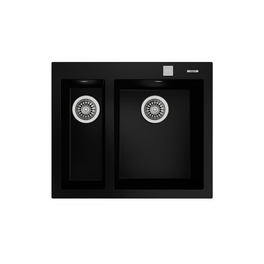 Teka Çift Gözlü Eviye, Tezgah Üstü, Damlalıksız, 60 Cm, Darbe Ve Isıya Dayanıklı Yüzey, Siyah Renk, ForSquare 590 TG