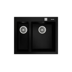 Teka Çift Gözlü Eviye, Tezgah Üstü, Damlalıksız, 60 Cm, Darbe Ve Isıya Dayanıklı Yüzey, Siyah Renk, ForSquare 590 TG