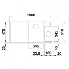 BLANCO AXIA III 6 S Cam Kesme Tahtalı SOL DAMLALIK KAYA GRİ