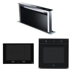 FRANKE BLACK GLASS ANKASTRE SET - FDW 908 IB XS DOWNDRAFT DAVLUMBAZ FMY 808 I FP BK OCAK FMY 98 P BK FIRIN