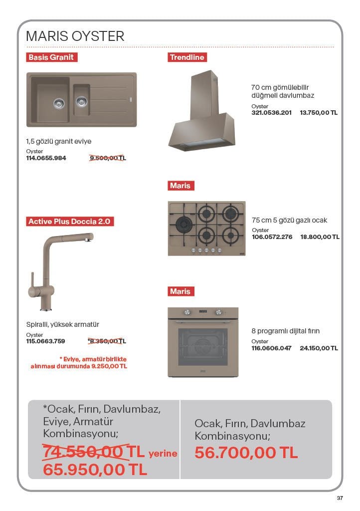 Franke Oyster Maris Ankastre Set - Davlumbaz - Fırın - Ocak