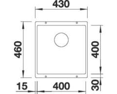 BLANCO SUBLINE 400 - U  Alu Metalik Evye