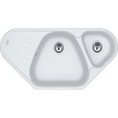 Franke Köşe Evye, 1,5 Gözlü, Damlalıklı, Tezgah üstü, Bianco Renk, AZG 651-96