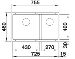BLANCO SUBLINE 430/270-U  Kaya Gri Evye