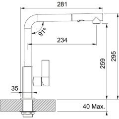 Franke Duşlamalı Armatür, Tek Kumandalı, Çıkarılabilen Metal Spiral, Kolay Yıkama Özellikli Spiral, Krom Renk