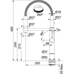 Franke Çift Duşlamalı Armatür, Tek Kumandalı, Çıkarılabilen Helezon Spiral, 360 Derece Dönebilen Su Çıkış Borusu, Akış Yönü Değişebilen Fonksiyonel Başlık, Krom Renk